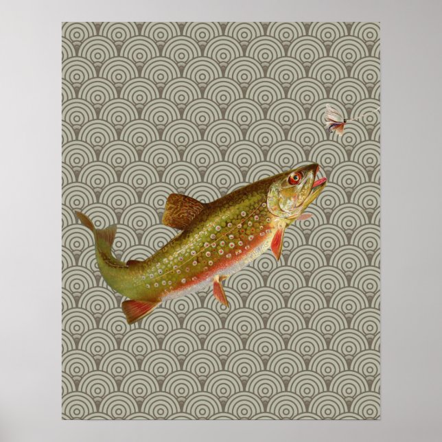 Vintage Regenbogenforelle Fischen Poster (Vorne)