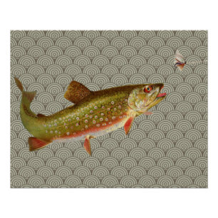 Vintage Regenbogenforelle Fischen Poster
