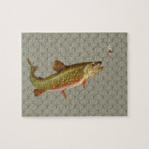 Vintage Regenbogenforelle Fischen Puzzle