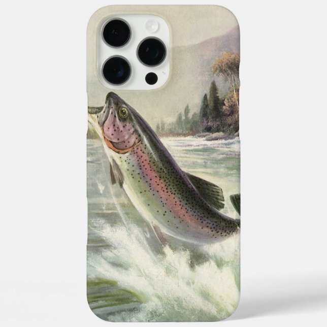 Vintage Regenbogenforelle Fischerei Case-Mate iPhone Hülle (Rückseite)