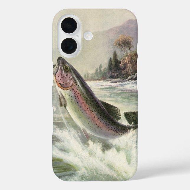Vintage Regenbogenforelle Fischerei Case-Mate iPhone Hülle (Rückseite)