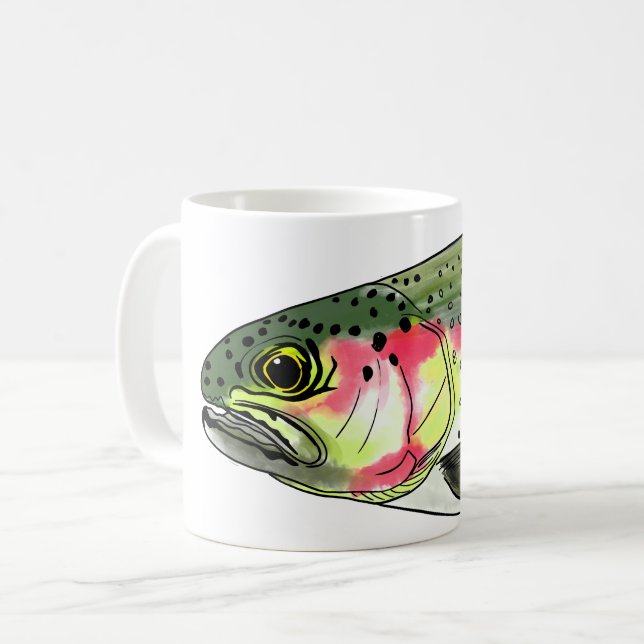 Vintage Regenbogenforelle Kaffeetasse (Vorderseite Links)