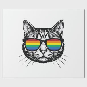 Vintage-Regenbrille-Katze-Pride-Shirt-Design_ Geschenkpapier