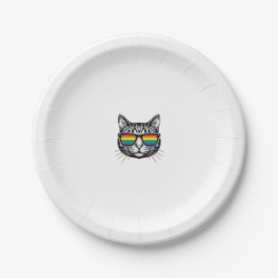 Vintage-Regenbrille-Katze-Pride-Shirt-Design_ Pappteller