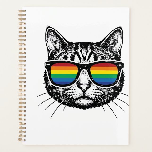 Vintage-Regenbrille-Katze-Pride-Shirt-Design_ Planer (Vorderseite)