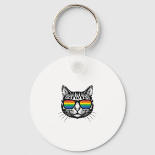 Vintage-Regenbrille-Katze-Pride-Shirt-Design_ Schlüsselanhänger