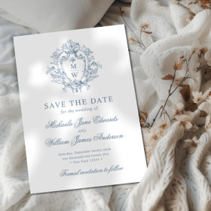 Vintage-Regency-Monogramm-Wappen Hochzeit ohne Fot Save The Date