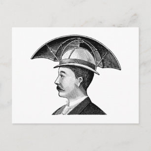 Vintage-Regenschirmhut Steampunk-Erfindung Postkarte