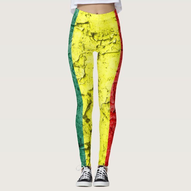 Vintage Reggaeflagge Leggings (Vorderseite)