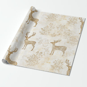 Vintage Reh & Florales Waldmuster (4) Geschenkpapier