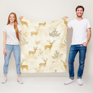Vintage Reh & Florales Waldmuster Fleecedecke