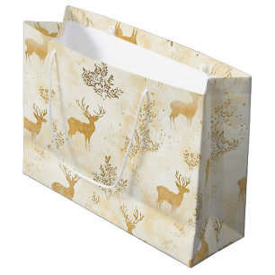 Vintage Reh & Florales Waldmuster Große Geschenktüte