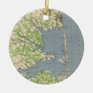 Vintage Rehoboth & Bethany Beach DE Karte (1944) Keramikornament