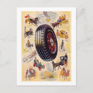 Vintage Reifenanzeige - Dunlp Reifen Postkarte