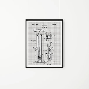 Vintage Reifenpumpe - Patentabbildung Poster