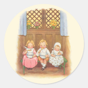 Vintage-Reim 'Pease Porridge Hot' für Kinder Runder Aufkleber