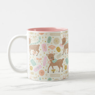 Vintage Reindeer-Illustration Zweifarbige Tasse