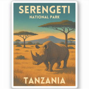 Vintage Reise Afrika Serengeti-Nationalpark Aufkleber