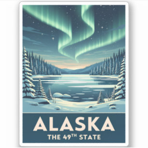 Vintage-Reise Alaska Winterlandschaft Retro Aufkleber
