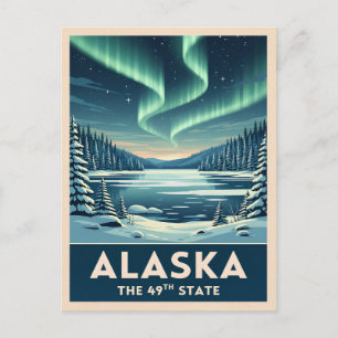 Vintage Reise Alaska Winterlandschaft Retro Postkarte