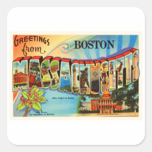 Vintage Reise-Andenken Bostons #2 Massachusetts MA Quadratischer Aufkleber