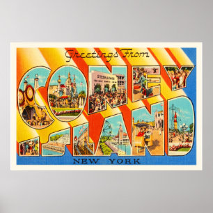 Vintage Reise-Andenken Coney-Insel-New York NY Poster