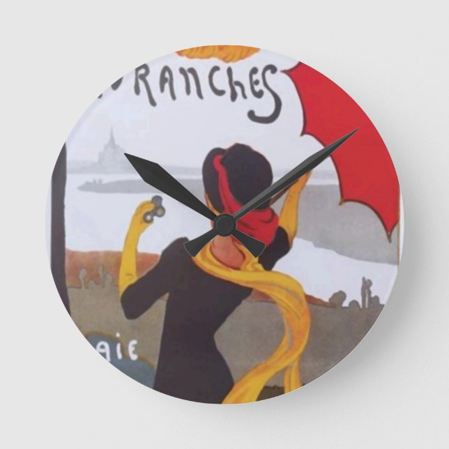 Vintage Reise-Anzeige 1910 Runde Wanduhr (Vorderseite)