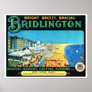 Vintage Reise-Anzeige Bridlington England 1890's Poster