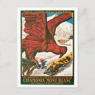 Vintage Reise-Anzeige Chamonix Mont-Blanc Postkarte