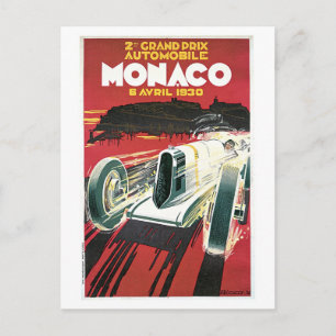 Vintage Reise-Anzeige zum Großen Preis von Monaco  Postkarte