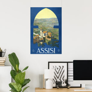 Vintage Reise Assisi Italien Francesco Basilika Poster