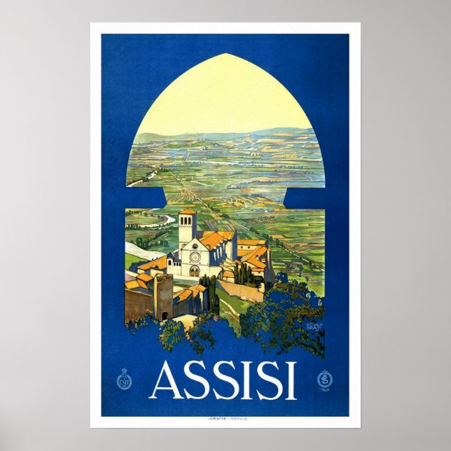 Vintage Reise, Assisi Poster (Vorne)