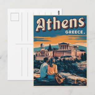Vintage-Reise Athen Hauptstadt Griechenland Gesche Postkarte