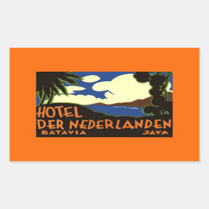 Vintage Reise-Aufkleber Batavia Jakarta Indonesien Rechteckiger Aufkleber