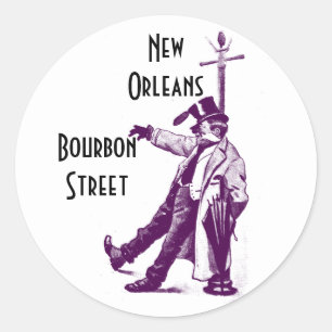 Vintage Reise-Aufkleber-Bourbon-Straße New Orleans Runder Aufkleber