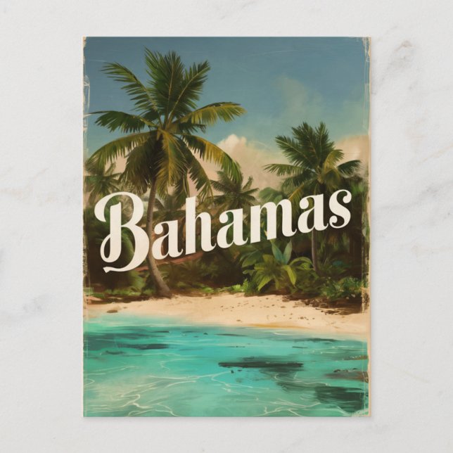 Vintage Reise Bahamas Postkarte (Vorderseite)