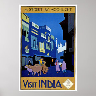Vintage Reise Besuchs-Indiens Poster