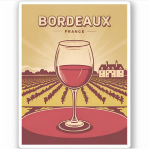 Vintage Reise Bordeaux Frankreich Weinroute Mendri Aufkleber
