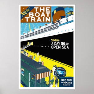 Vintage Reise, Boston und Maine Poster
