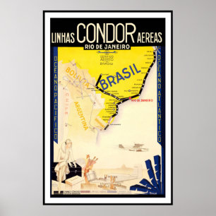 Vintage Reise Brasiliens Poster