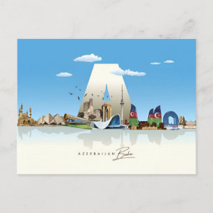 Vintage Reise Burg Baku Aserbaidschan Postkarte