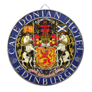 Vintage Reise Caledonian Hotel Edinburgh Schottlan Dartscheibe