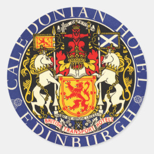 Vintage-Reise Caledonian Hotel Edinburgh Schottlan Runder Aufkleber