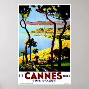 Vintage Reise Cannes, Frankreich Poster