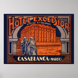 Vintage Reise, Casablanca in Marokko, Afrika Poster