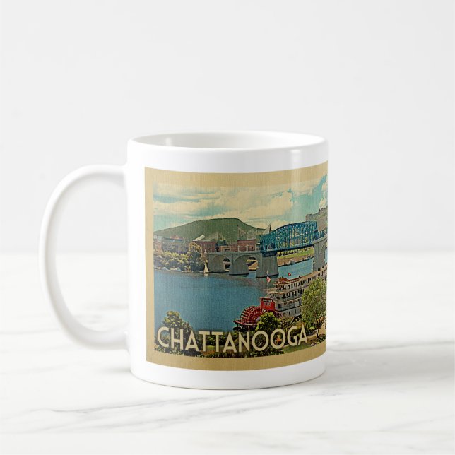 Vintage Reise Chattanoogas Tennessee Kaffeetasse (Links)