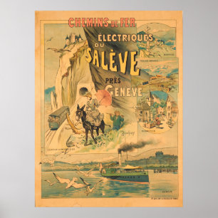 Vintage Reise Chemins de Fer Electrique DU Saleve Poster