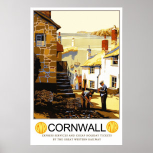 Vintage Reise, Cornwall Poster