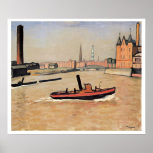 Vintage Reise der Hafen von Hamburg Deutschland Poster