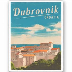 Vintage Reise Dubrovnik Kroatien Retro Landschaftl Aufkleber